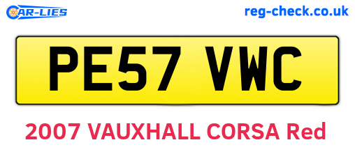 PE57VWC are the vehicle registration plates.