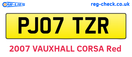 PJ07TZR are the vehicle registration plates.