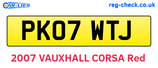 PK07WTJ are the vehicle registration plates.