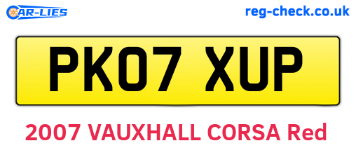 PK07XUP are the vehicle registration plates.