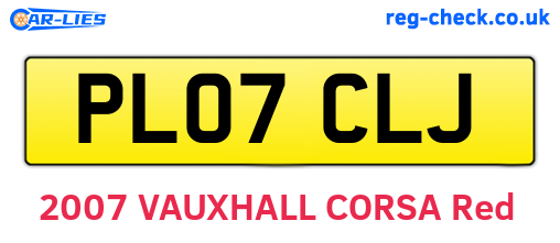 PL07CLJ are the vehicle registration plates.