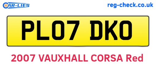 PL07DKO are the vehicle registration plates.