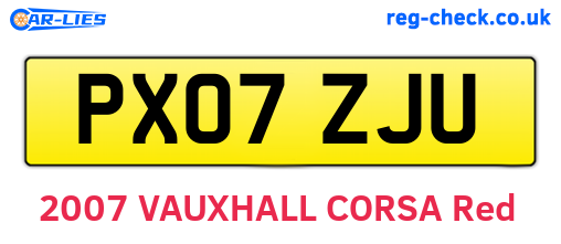 PX07ZJU are the vehicle registration plates.