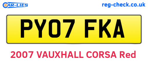 PY07FKA are the vehicle registration plates.