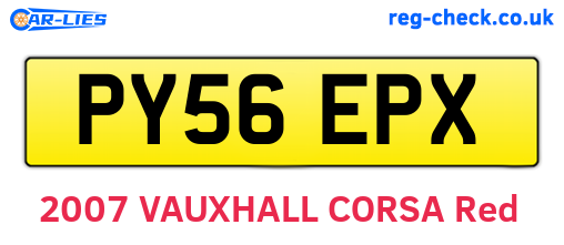 PY56EPX are the vehicle registration plates.