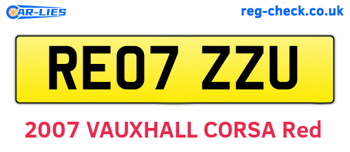 RE07ZZU are the vehicle registration plates.