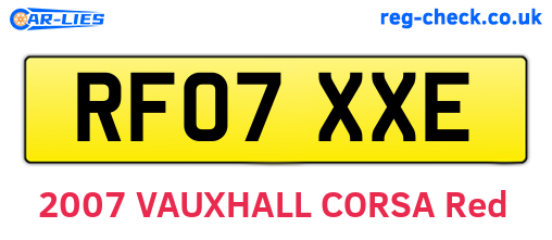 RF07XXE are the vehicle registration plates.