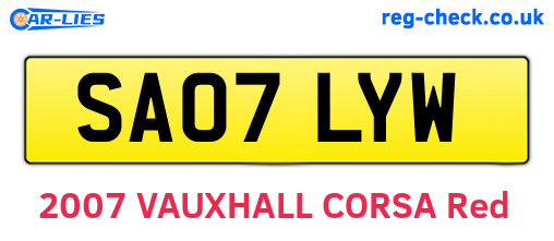 SA07LYW are the vehicle registration plates.