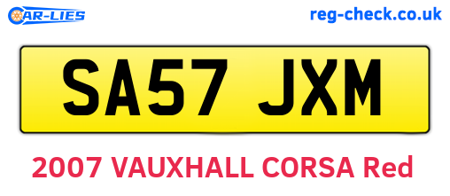 SA57JXM are the vehicle registration plates.