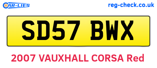 SD57BWX are the vehicle registration plates.