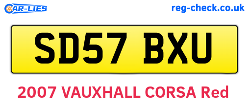 SD57BXU are the vehicle registration plates.