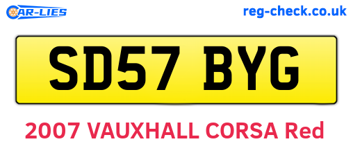 SD57BYG are the vehicle registration plates.