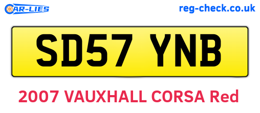 SD57YNB are the vehicle registration plates.
