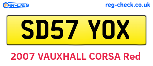 SD57YOX are the vehicle registration plates.