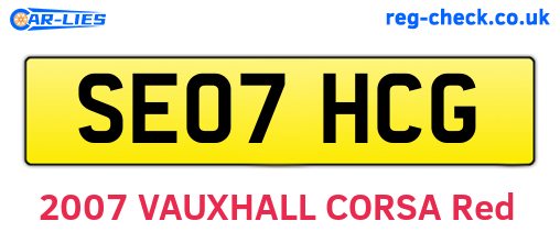 SE07HCG are the vehicle registration plates.