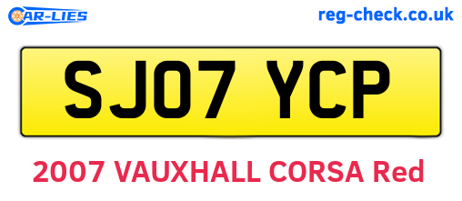 SJ07YCP are the vehicle registration plates.
