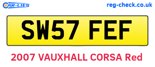 SW57FEF are the vehicle registration plates.