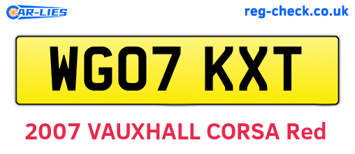 WG07KXT are the vehicle registration plates.