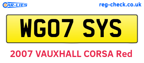WG07SYS are the vehicle registration plates.