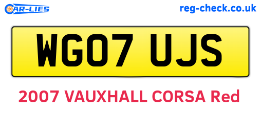 WG07UJS are the vehicle registration plates.