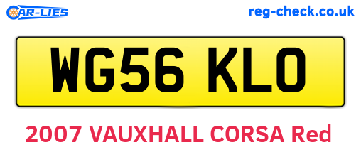 WG56KLO are the vehicle registration plates.