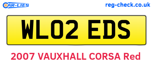 WL02EDS are the vehicle registration plates.