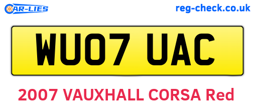WU07UAC are the vehicle registration plates.