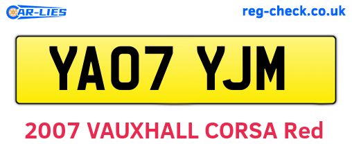 YA07YJM are the vehicle registration plates.