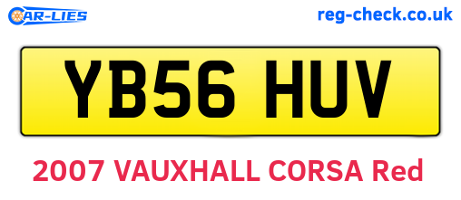 YB56HUV are the vehicle registration plates.