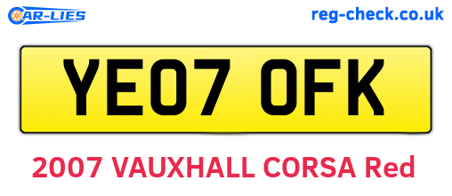 YE07OFK are the vehicle registration plates.