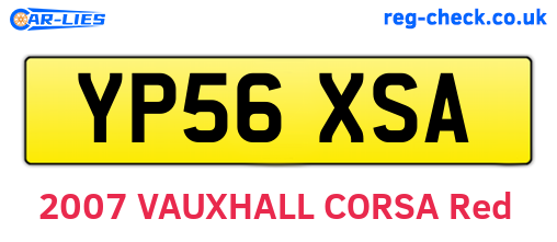 YP56XSA are the vehicle registration plates.