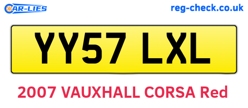 YY57LXL are the vehicle registration plates.