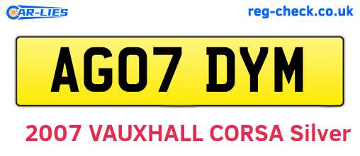 AG07DYM are the vehicle registration plates.