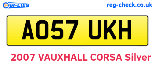 AO57UKH are the vehicle registration plates.