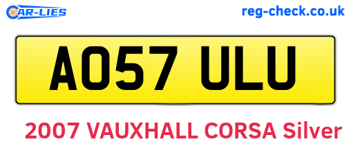 AO57ULU are the vehicle registration plates.
