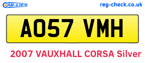 AO57VMH are the vehicle registration plates.