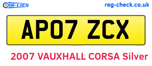 AP07ZCX are the vehicle registration plates.