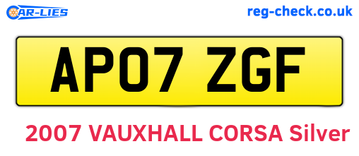 AP07ZGF are the vehicle registration plates.