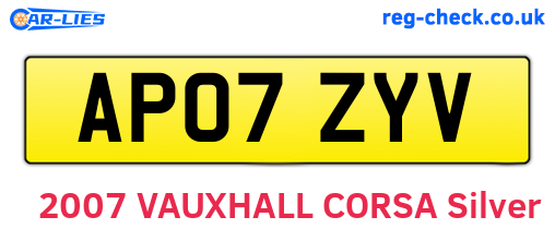 AP07ZYV are the vehicle registration plates.