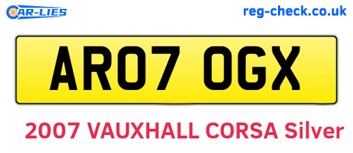 AR07OGX are the vehicle registration plates.