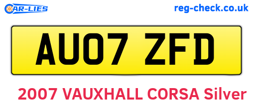 AU07ZFD are the vehicle registration plates.