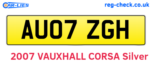AU07ZGH are the vehicle registration plates.