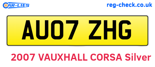 AU07ZHG are the vehicle registration plates.