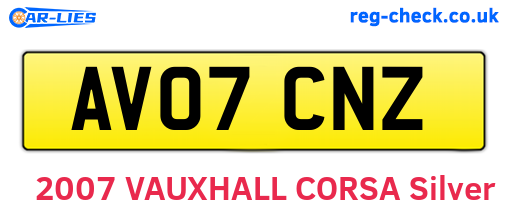 AV07CNZ are the vehicle registration plates.