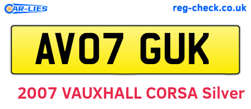 AV07GUK are the vehicle registration plates.