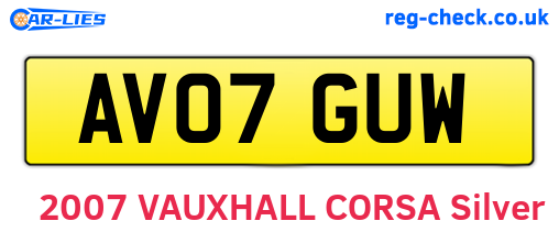 AV07GUW are the vehicle registration plates.