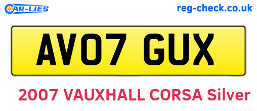 AV07GUX are the vehicle registration plates.