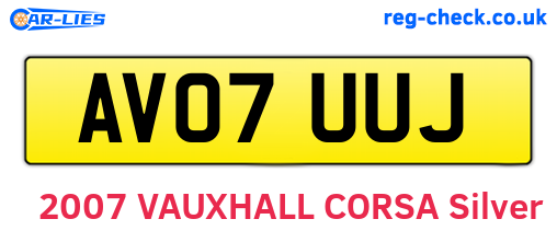 AV07UUJ are the vehicle registration plates.