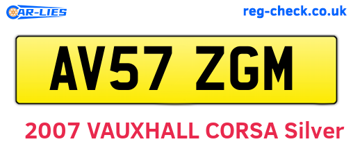 AV57ZGM are the vehicle registration plates.