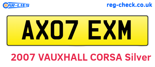 AX07EXM are the vehicle registration plates.